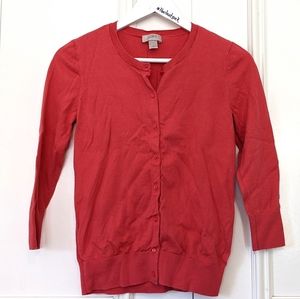 Loft knit button down crew neck cardigan